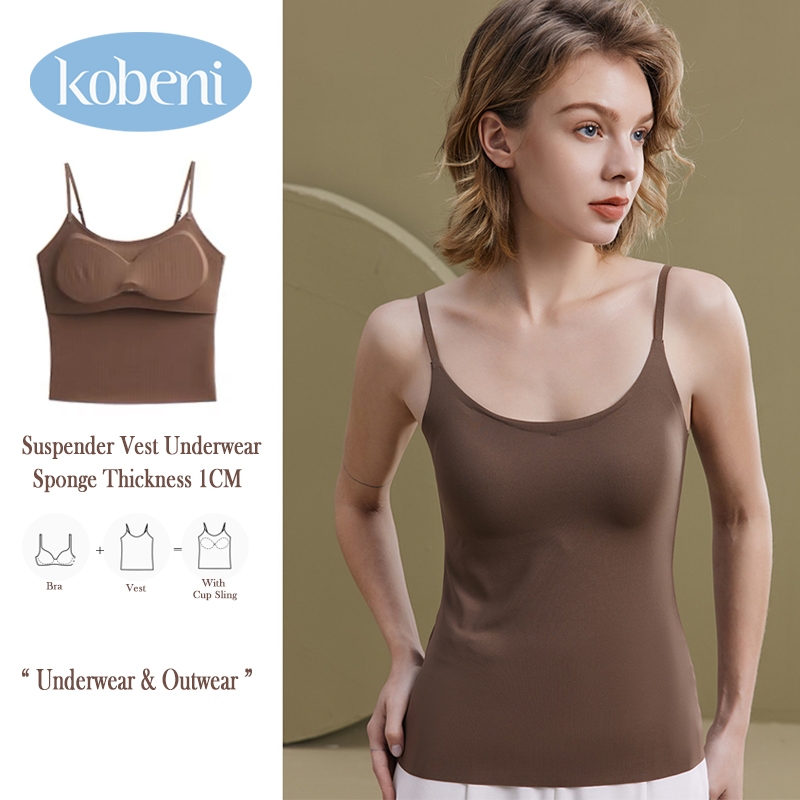 ⭐KOBENI⭐บราสายเดี่ยว สื้อในไร้ขอบ ชุดชั้นใน มีฟองน้ำในตัว สายสปาเก็ตตี้ ผ้านุ่ม ทรงสวย ใส่สบาย