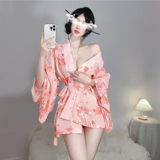 SatinSleepwear🌸🌸ชุดนอนและเสื้อคลุมสไตล์ญี่ปุ่น ชุดกิโมโนญี่ปุ่น💮💮 ลายซากุระ หลวมๆ ใส่สบาย ส่งจากไทย H9311