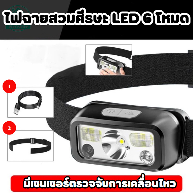 【ZHY】 ไฟฉายคาดหัวแบบชาร์จได้,ไฟฉายคาดหัว LED USB กันน้ำใช้กลางแจ้งตกปลา,ไฟฉายคาดหัว,ไฟฉายคาดหัวแท้,