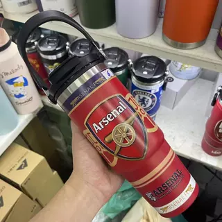 แก้วเก็บความเย็น ฝา2หัว 900ML 30oz รุ่นมีหูหิ้วมีหลอด เย็น304 เก็บความร้อน สแตนเลส พร้อมหลอด ไท่ซั่ว ลิเวอร์พูล เชลซี