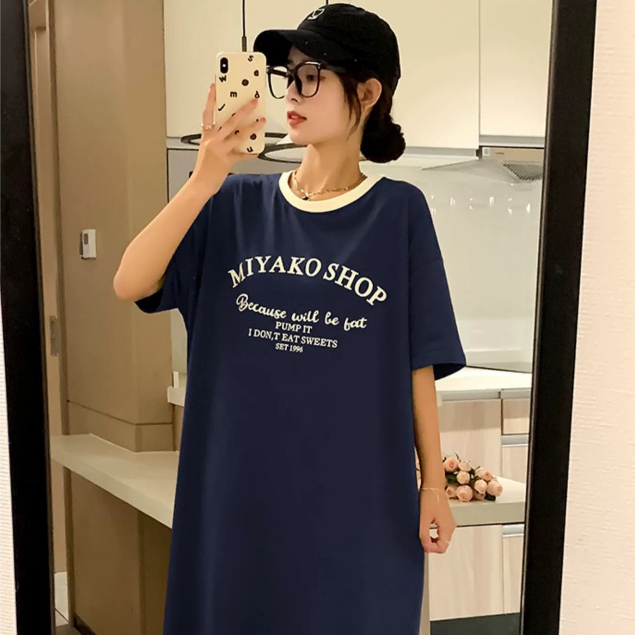 Know you เดรสยาว เดรสยาวแขนสั้นสำหรับผู้หญิง ดีไซน์เรียบง่าย สามารถใส่เป็นชุดคลุมท้องได้
