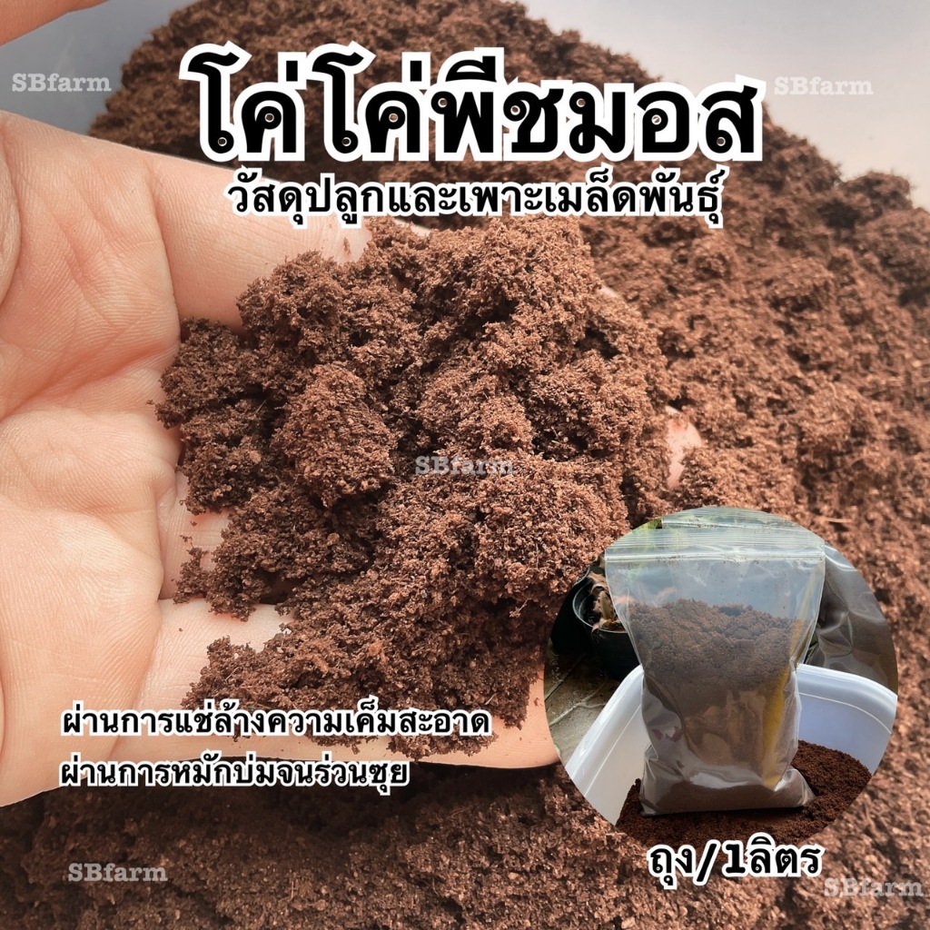 โคโค่ พีทเนื้อละเอียด 1 ลิตร/ถุง สะอาดพร้อมใช้ ปลูกพืชทุกชนิด เสริมสร้างให้ต้นกล้า มีรากที่แข็งแรง เจริญเติบโตได้ดี