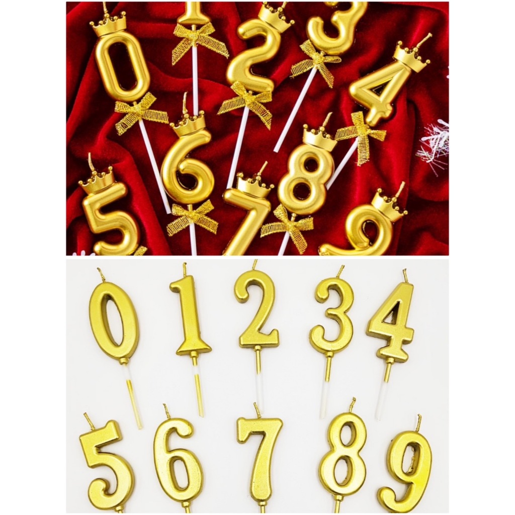 เทียนตัวเลขสีทอง เทียนมงกุฎทอง( ขายปลีก )พร้อมส่ง