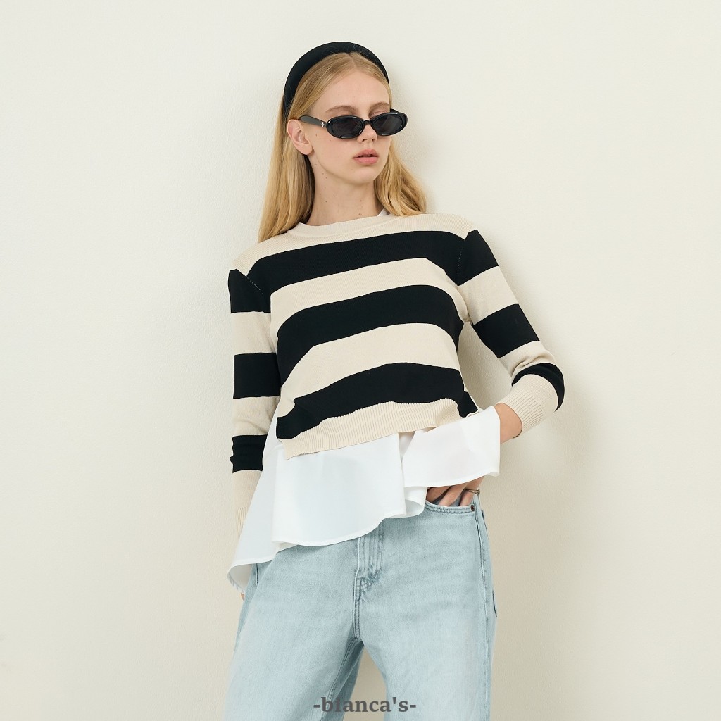 เสื้อไหมพรมรุ่นStriped Tops