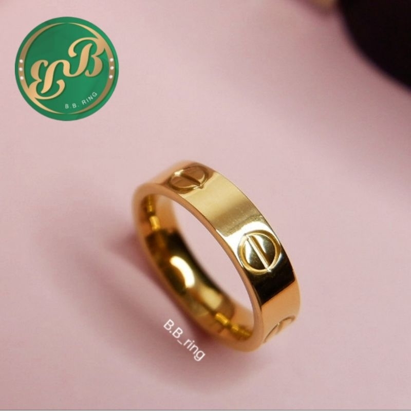 b.b_ringแหวนไทเทเนียมสไตล์คาร์เทียร์ แบบไม่มีเพชร