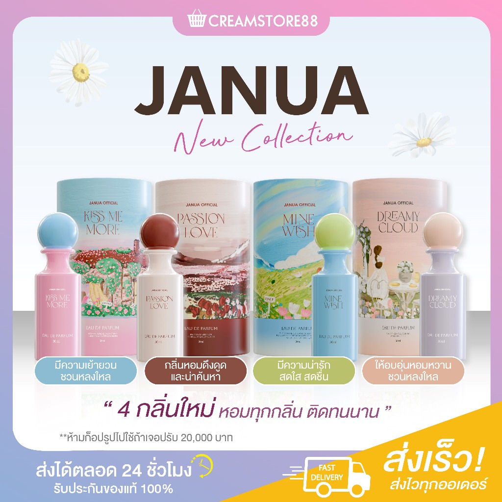 สินค้าแท้มีบัตร น้ำหอม JANUA Parfum KISS ME MORE PASSION LOVE MINE WISH DREAMY CLOUD ทนนาน