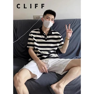 CLIFF -COD✅เสื้อลายทางคลาสสิกผู้ชายลาย POLO เสื้อคอปกด้านบน
