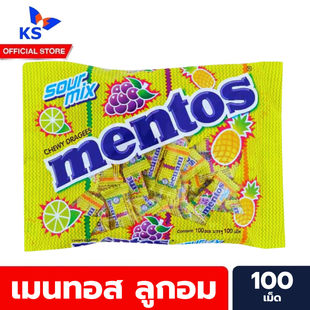mentos sour mix เมนทอส ซาวร์มิกซ์ 100 เม็ด (7752)