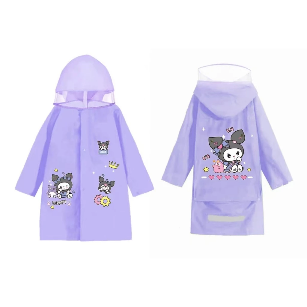 ชุดกันฝนเด็ก Kuromi หมวกปีกใหญ่ กระเป๋านักเรียน กันน้ำ thumbnail 4