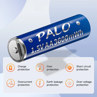 PALO 1.5V แบตเตอรี่ USB ชาร์จเร็ว AA3600mWh / AAA1110mWh Li-ion แบตเตอรี่