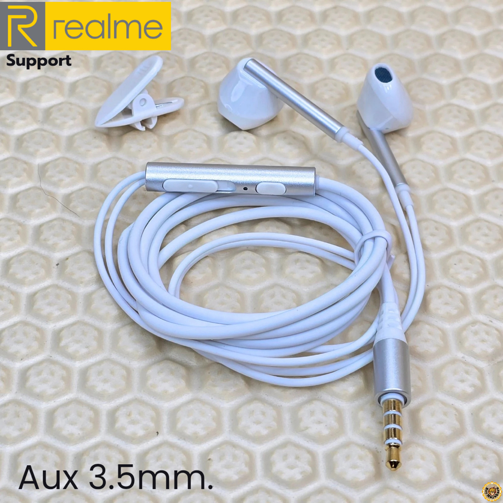 หูฟัง สมอลทอล์ค Realme Aux 3.5mm สำหรับ เรียลมี C53 สวมใส่สบาย เสียงดี เบสนุ่ม เพิ่ม-ลดระดับเสียง M15