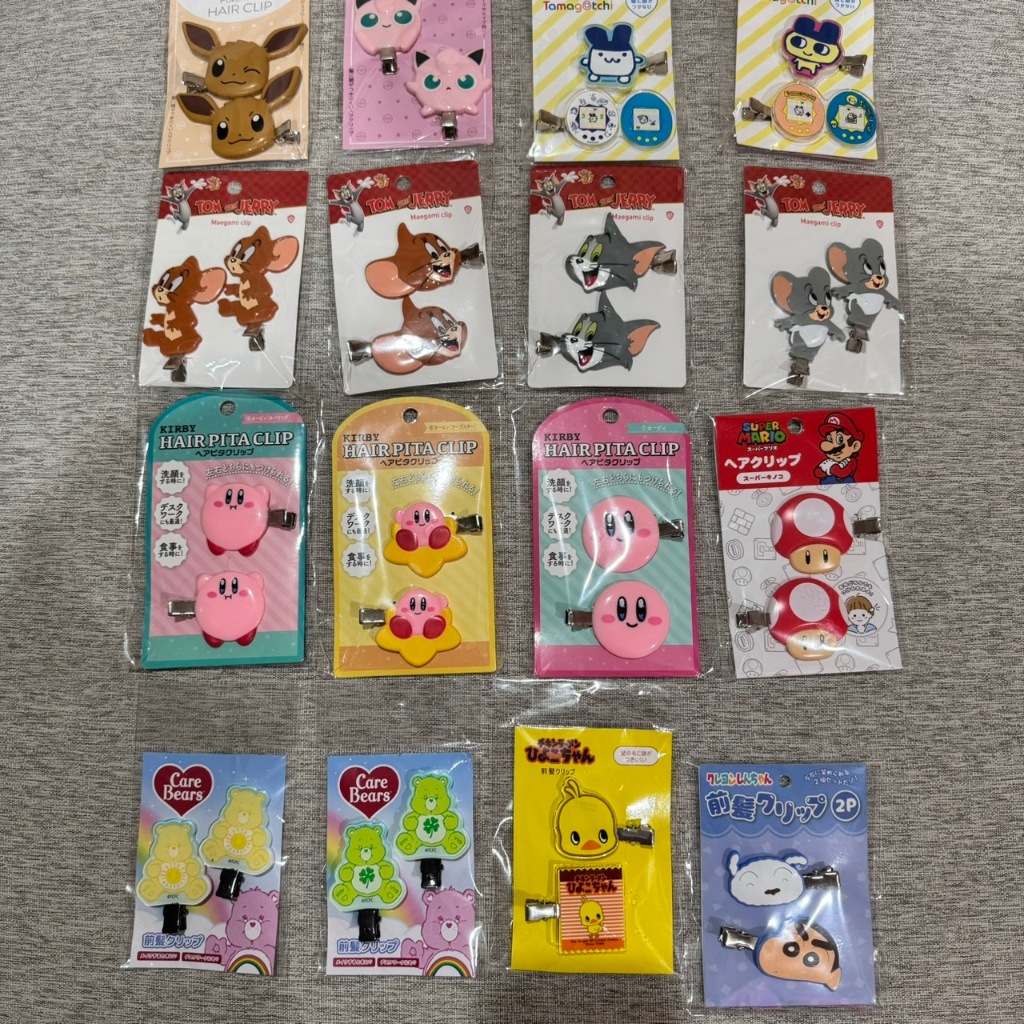 (ส่งด่วน) พร้อมส่ง กิ๊ฟติดผมจากญี่ปุ่น carebear tomandjerry barbapapa mario pokemon kirby chinjung