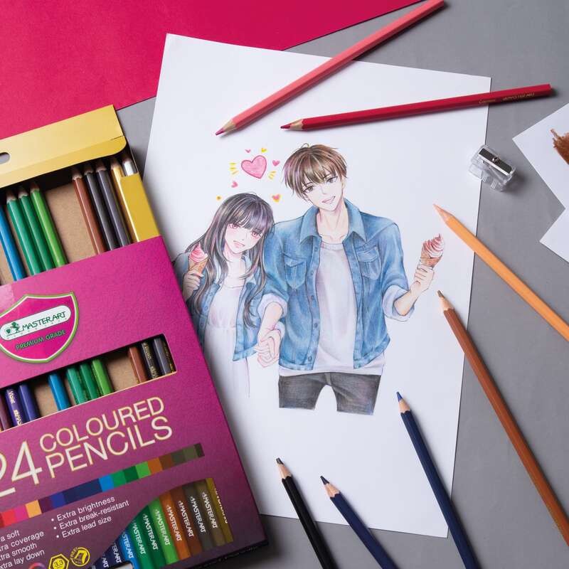 สีไม้ ดินสอสี เกรดพรีเมี่ยม Masterart มาสเตอร์อาร์ต แบบแท่งยาวและแบบ 2 หัว 12,24,36,48 สี [S24]