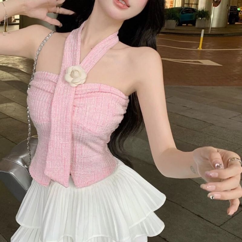 Ey_shop688#​303-1 #เสื้อผ้าไหมพรมเกาะอกผ้ายืดได้ใส่สบาย#ส่งจากไทย#