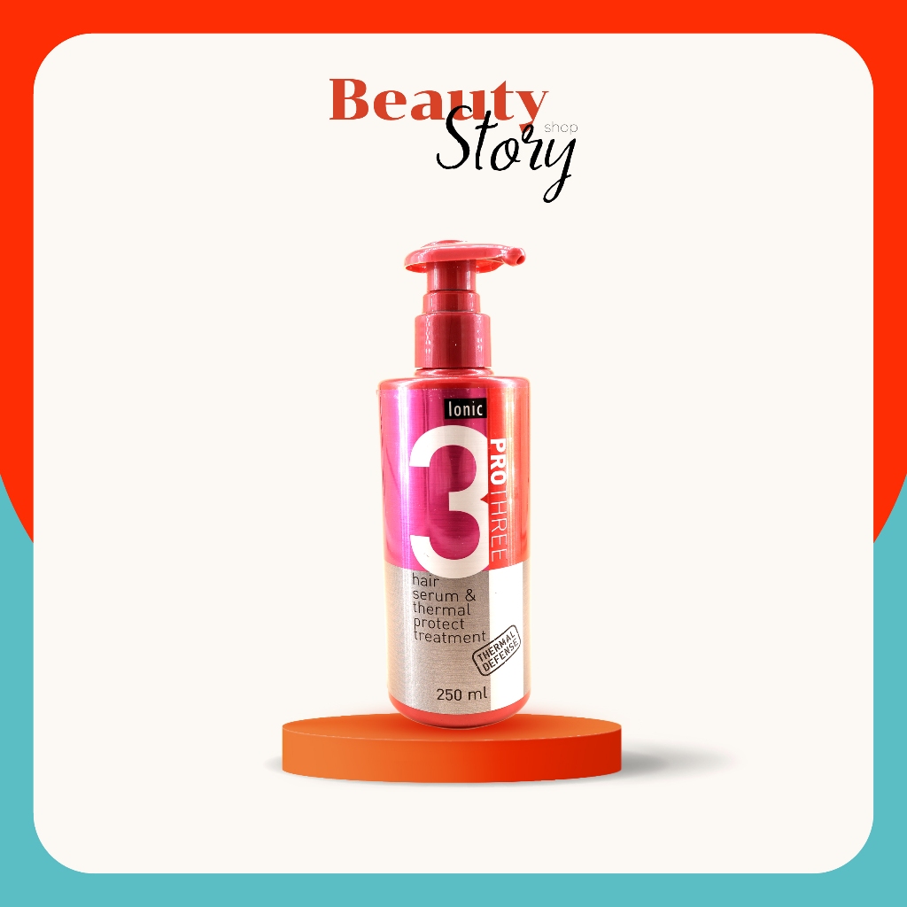 IONIC Pro​ Three​ 3​ hair​ serum & thermal protect treatment 250ml. เซรั่มกันความร้อน เเก้ผมเสีย จากดัด ยืด ไดร์ ไอโอนิค
