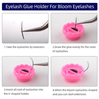 ถ้วยกาวช่วยจับช่อขนตา มีสีใส สีชมพู