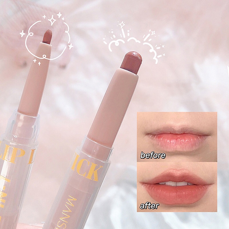 M1064 ลิปไลเนอร์ ลิปสติกปากกาสองหัว MANSLY ติดทน สีสวย