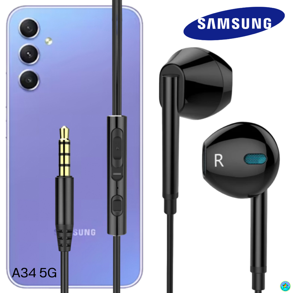 หูฟัง สมอลทอล์ค สำหรับ Sumsung Aux 3.5mm ซัมซุง A34 5G สวมใส่สบาย เสียงดีเบสดังนุ่มนวล เพิ่ม-ลดระดับ