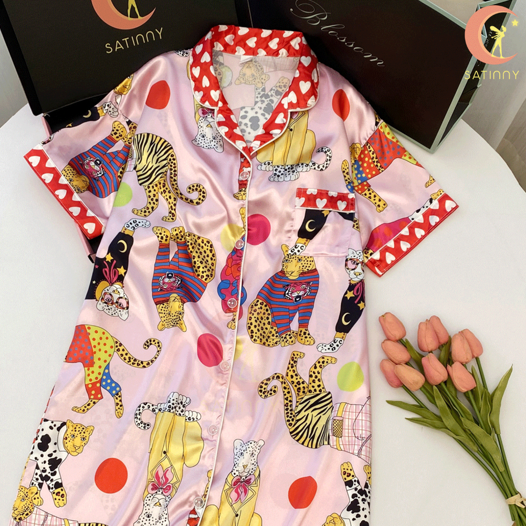 ชุดนอนSatinnyชุดกระโปรงSP10แฟชั่นฤดูร้อน ใส่เที่ยวได้ ส์ไตล์เกาหลี ชุดนอนผู้หญิงแฟชั่น ผ้าSilk Satin