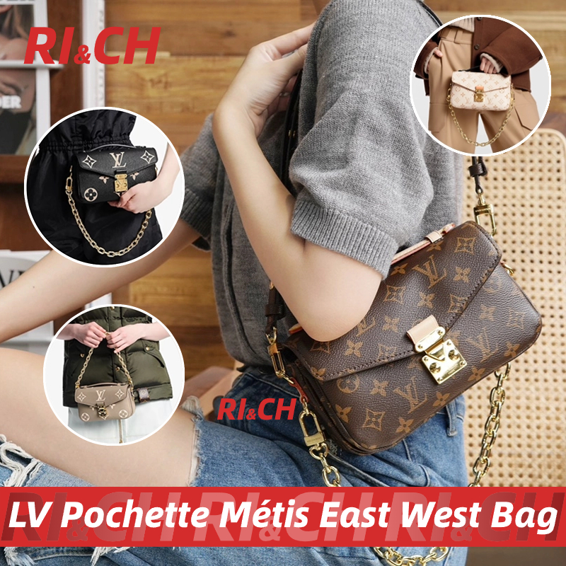 #Rich Louis Vuitton ราคาถูกที่สุดใน Shopee แท้💯กระเป๋ารุ่น Pochette Métis East West LV Metis SHOULDER BAG