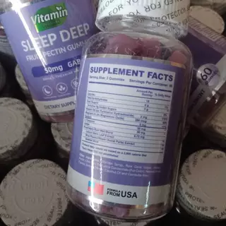 Vitamin Projects GABA sleep Gummies กัมมี่ช่วยให้นอนหลับ หลับลึก ผ่อนคลาย [สีน้ำเงินม่วง] [60 กัมมี่] [1 กระปุก]