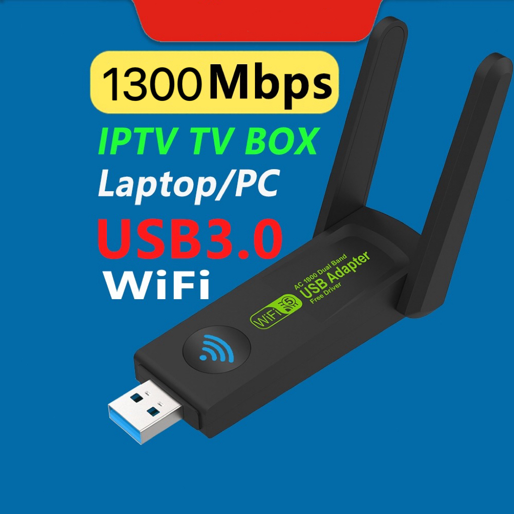USB WIFI 5G + 2.4G รับประกัน 3 เดือน USB 3.0 WiFi Receiver AC1300 AC1300 Adapter สำหรับ Windows 10/1