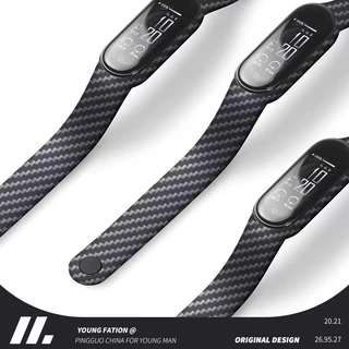 สายซิลิโคนอ่อนนุ่ม MiBand 3 4 5 6 7 8 9 10 สายเนื้อคาร์บอนไฟเบอร์ สายกีฬากันน้ำ