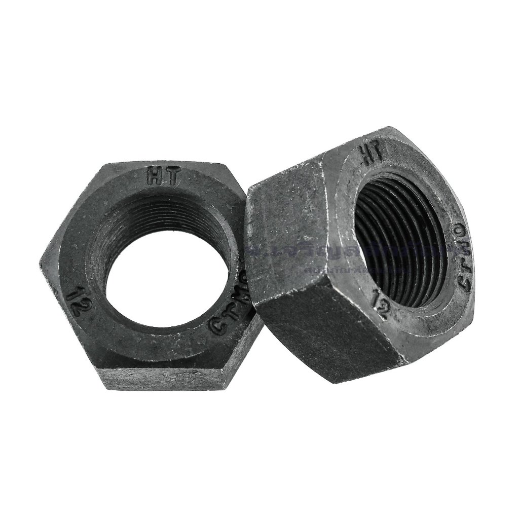 หัวน็อตดำ Hex Nut เกลียวละเอียด ขนาด M27 - M48 เกรด 12.9 (แพ็คละ 1 หัว)