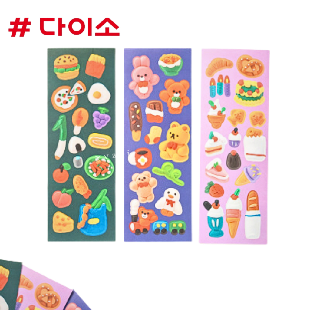Daiso korea กระดาษเคลือบสติ๊กเกอร์ เกาหลี ไดโซะ ตกแต่ง ไดอารี่ เฟรมการ์ด (1Set/6 แผ่น)