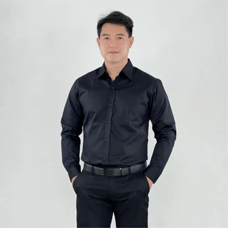 takayay brand เสื้อเชิ้ต สีดำพื้นเบสิค **เช็คขนาดจากตางรางไซซ์ของทางร้านเท่านั้น** ผ้าคอตตอนทวิล เสื้อเชิ้ตสีดำแขนยาว