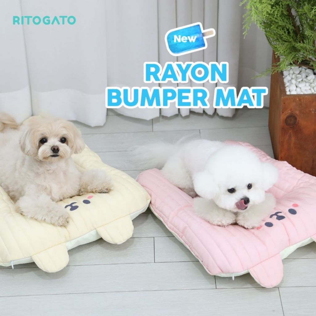 Ritogato Cool rayon bumper mat ที่นอนนวัตกรรมผ้าเย็น หมอนในตัว  สำหรับสัตว์เลี้ยง นำเข้าจากเกาหลี