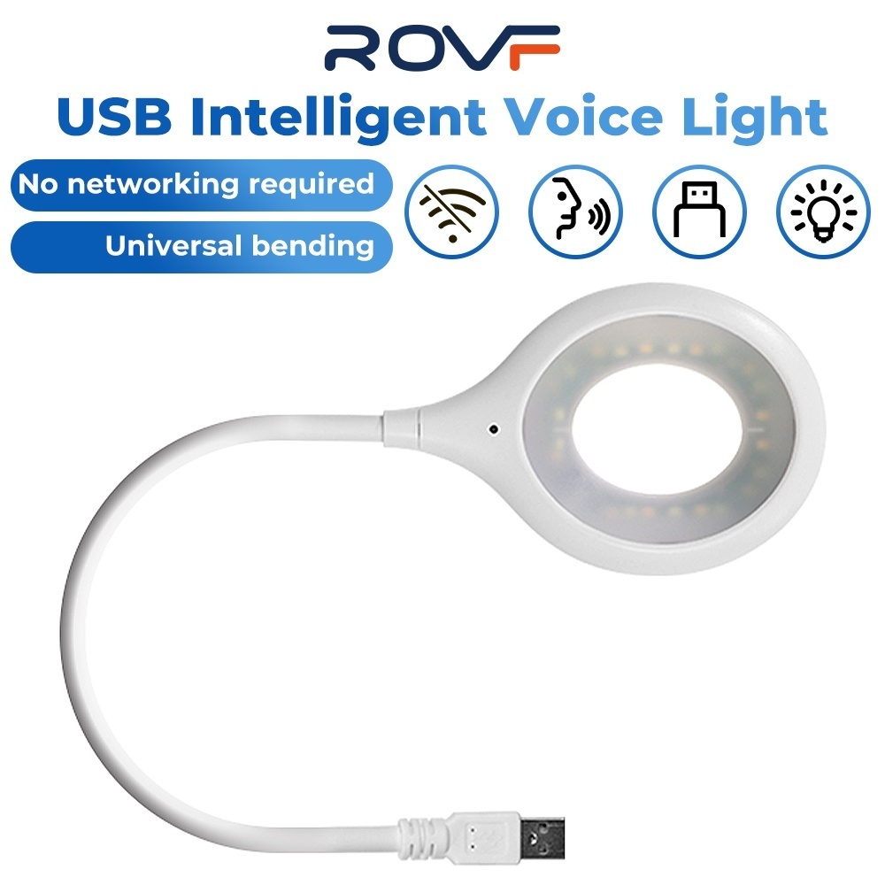 เสียง ROVF Led Night Light USB โคมไฟตั้งโต๊ะอัจฉริยะภาษาอังกฤษแบบพกพาโคมไฟตั้งโต๊ะพับได้ Sleep