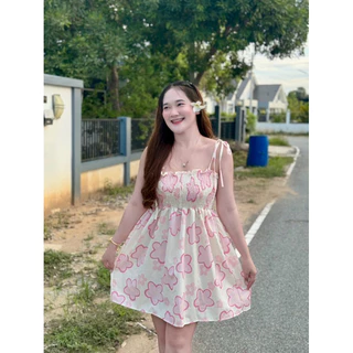 เดรสอกสม็อค2 ชิ้น อก 32-44 + ผ้าโพกผม ( ย224 ) 🌻🌤️