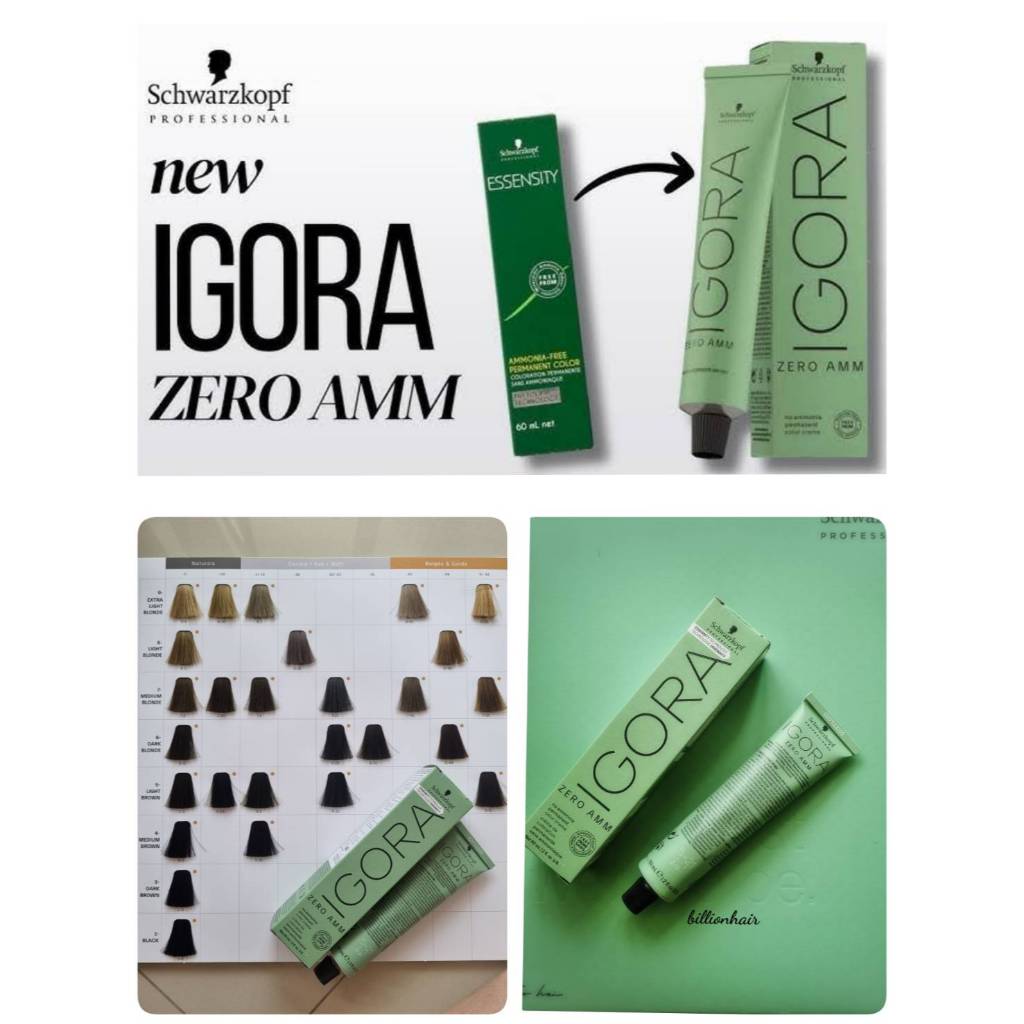 Schwarzkopf IGORA ZERO AMM , no ammonia permanent color cream 60ml (สินค้าพร้อมตัวผสมสีแบบแบ่งบรรจุ 