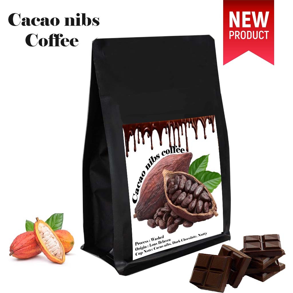 เมล็ดกาแฟCacao nibs Coffe เป็นเมล็ดกาแฟนมไม่เปรี้ยว ขมเข้มแต่ไม่ขมเกินไป
