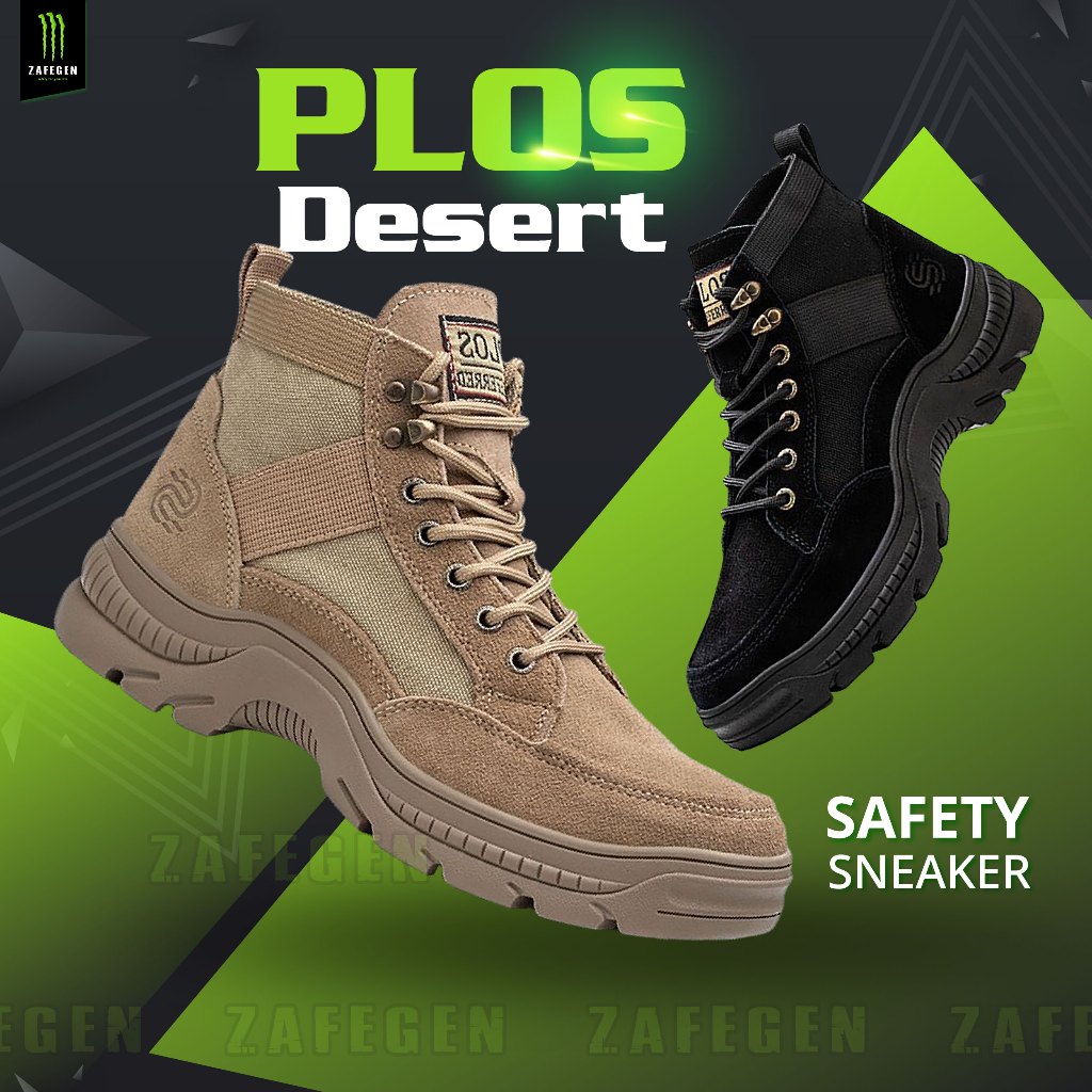 รองเท้าเซฟตี้ หัวเหล็ก สไตล์วินเทจ 90' " Safety Desert " สีดำ ใส่เที่ยว ทำงานได้ พื้นนุ่มใส่สบาย ระบายอากาศได้ดี