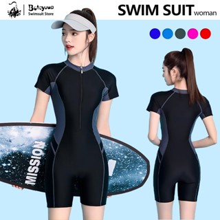 ชุดว่ายน้ำรุ่นใหม่สไตล์ 2024 แบบวันพีซแขนสั่นขาสามส่วน ทรงสป…