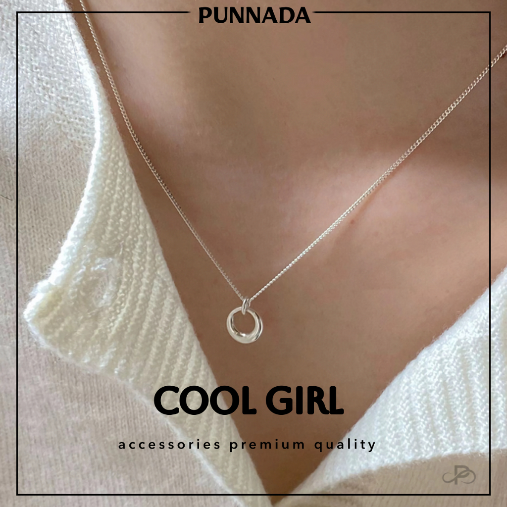 PUNNADa PN059 สร้อยเงิน จี้วงกลมสไตล์มินิมอล งานพรีเมี่ยม ใส่โดนน้ำได้ สร้อยคอ เงิน ของขวัญ