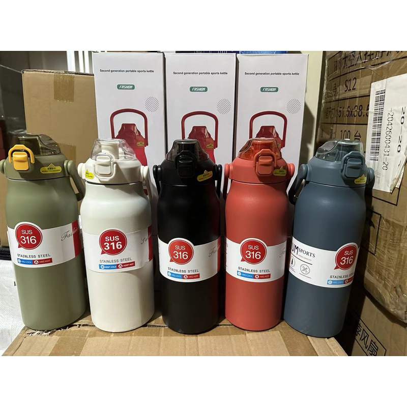 ขวดนำ้  1.7L 60Oz แท้งค์เก็บอุณหภูมิ มียางรองก้นขวด สแตนเลส316 กระติกน้ำเก็บความเย็น - รูปที่ 5