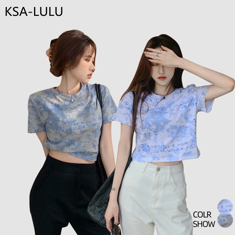 เสื้อครอปรัดรูปเอวลอย กําลังฮิต เสื้อผ้าแฟชั่นวัยรุ่นน่ารัก เสื้อยืดสลิมฟิตสวยๆผู้หญิงฤดูร้อนใหม่ แนวสตรีทฮิปฮอป ใส่สบาย