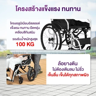 ALLWELL รถเข็นวีลแชร์ เกรดเครื่องมือแพทย์ รับประกัน 1 ปี รถเข็นผู้สูงอายุ รถเข็นผู้ป่วย Wheelchair