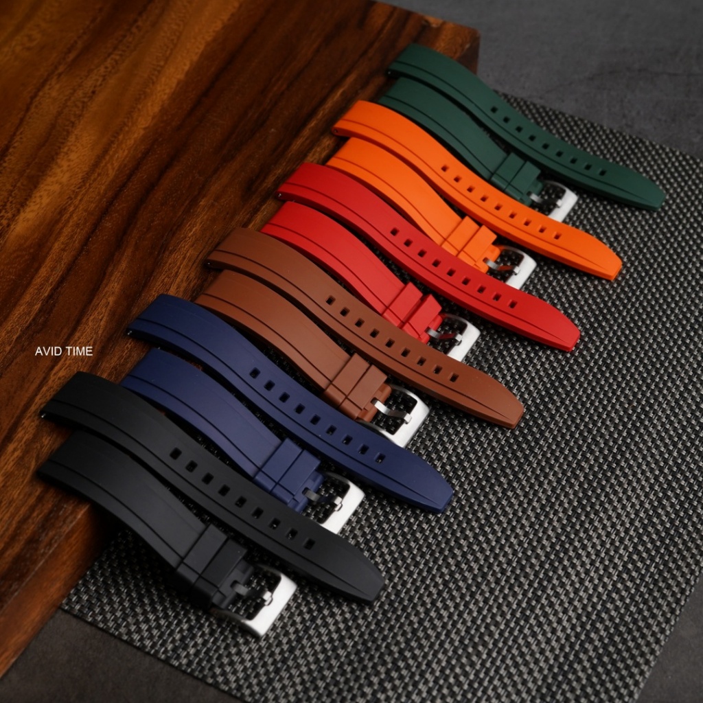 สายนาฬิกายาง Premium FKM มี Quick Release คุณภาพสูง นิ่ม ทน Ladder Style คุณภาพดี ลายชัด สวย [V12]