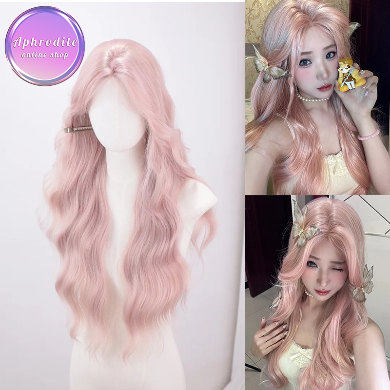 Aphrodite 65CM Lolita วิกผมยาวผู้หญิง วันฮาโลวีน แบบตรงมีหน้าม้า ของขวัญหวีและตาข่าย วิกผมสวยๆ