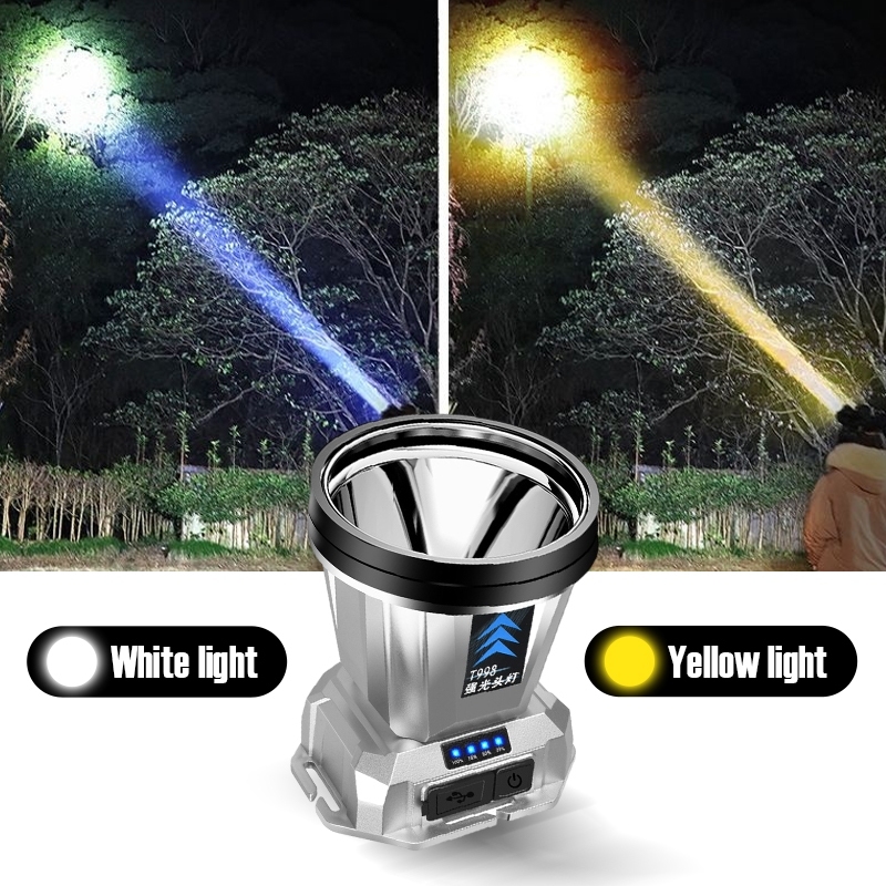 T998 ไฟฉายคาดหัว led แรงสูง ส่องแสงระยะ5KM อายุการใช้งานแบตเตอรี่ยาวนาน ตกปลากลางแจ้ง กันน้ำ