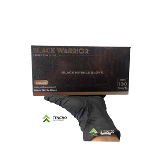 (ส่งฟรี)ถุงมือยาง BLACK WARRIOR ถุงมือยางไนไตรสีดำหนา 5.0 มิล ไม่มีแป้ง ถุงมือยางไนไตรสีดำ 100 ชิ้น