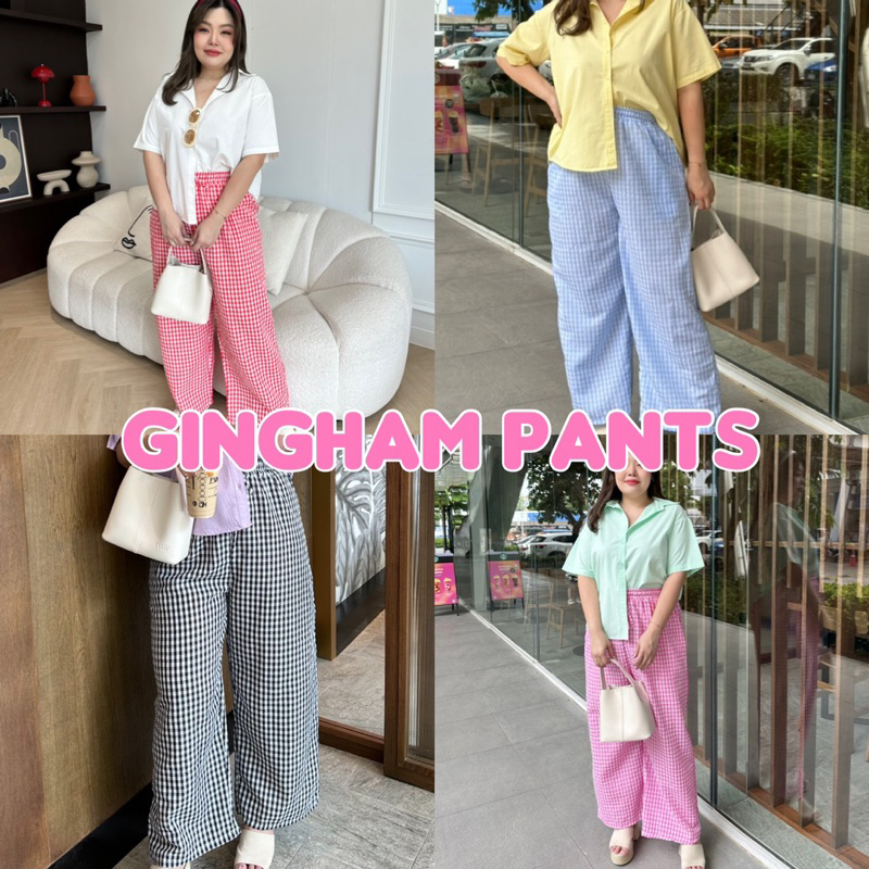 Gingham Pants เอว 24-42 | กางเกงขายาวลาย gingham chubbybuthappy