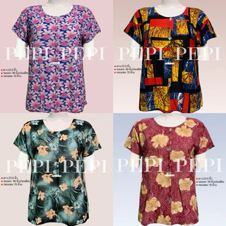 เสื้อผ้าสะดุ้ง แขนสั้น เสื้อคอกลม ใส่สบาย ไม่ร้อน ผ้าเด้ง คนเเก่ เเฟชั่นผู้ใหญ่