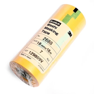 3M 2688 กระดาษกาววาชิ สีเหลือง เทปกาวปิดพ่นสี 18มม.x18 ม.(7ม้วน/แพ็ค) Scotch Washi Masking Tape