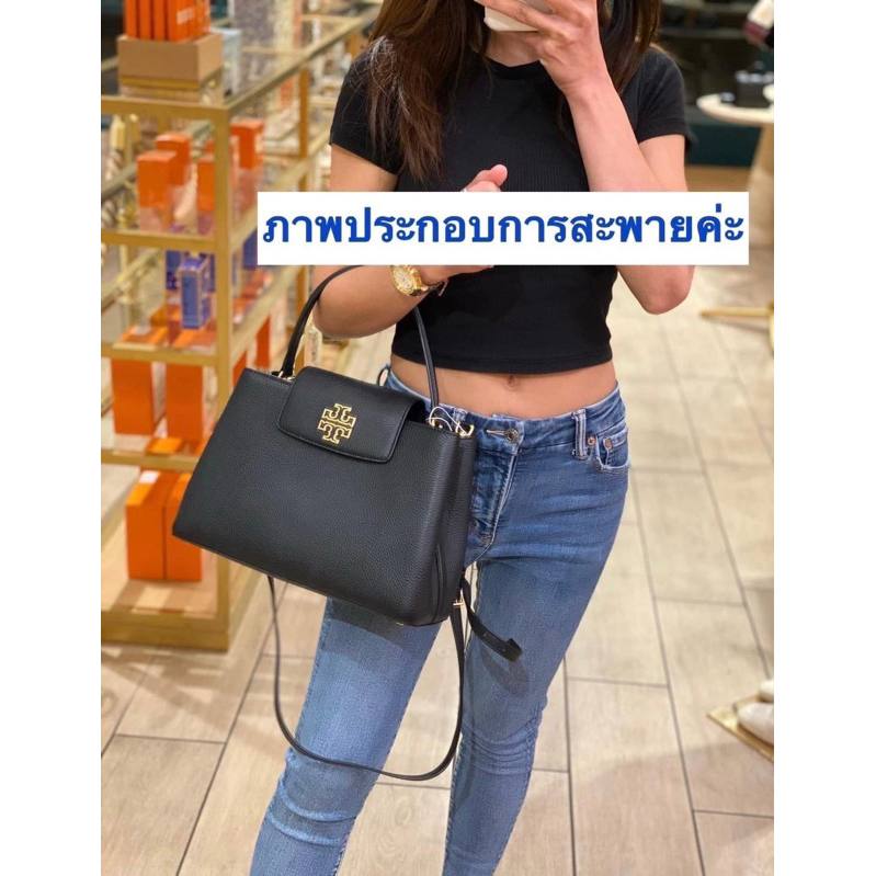 ใบใหญ่ มีสามสี 140972 141043 Britten  With Gold Hardware Pebbled Leather Women's Satchel Bag