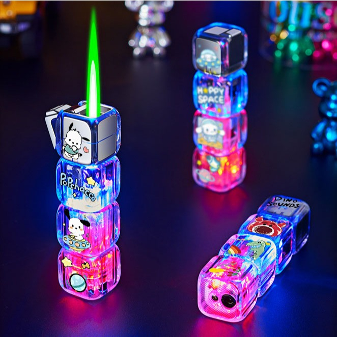 ไฟแช็คลูกเต๋า ไฟฟู่ แบบLED อุปกรณ์จุดไฟ แบบเติมแก็ส ใช้งานง่าย น้ำหนักเบา